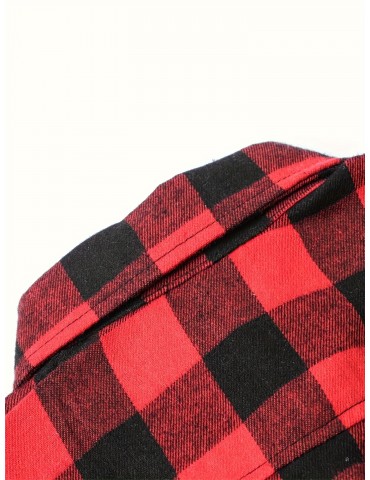 Plus Size Men's Casual Long Sleeve Button Down Shirt Fashion Classic Buffalo Plaid Flannel Top